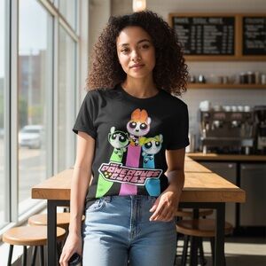 Power Puff Girls Black Short Sleeve T-Shirt Women’s Size Small
